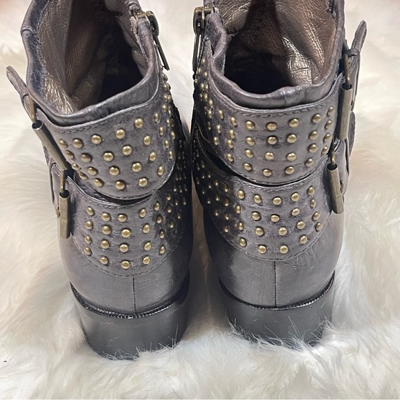 Faryl Robin Dark Grey Gold Studded Leather Booties - Picture 5 of 12